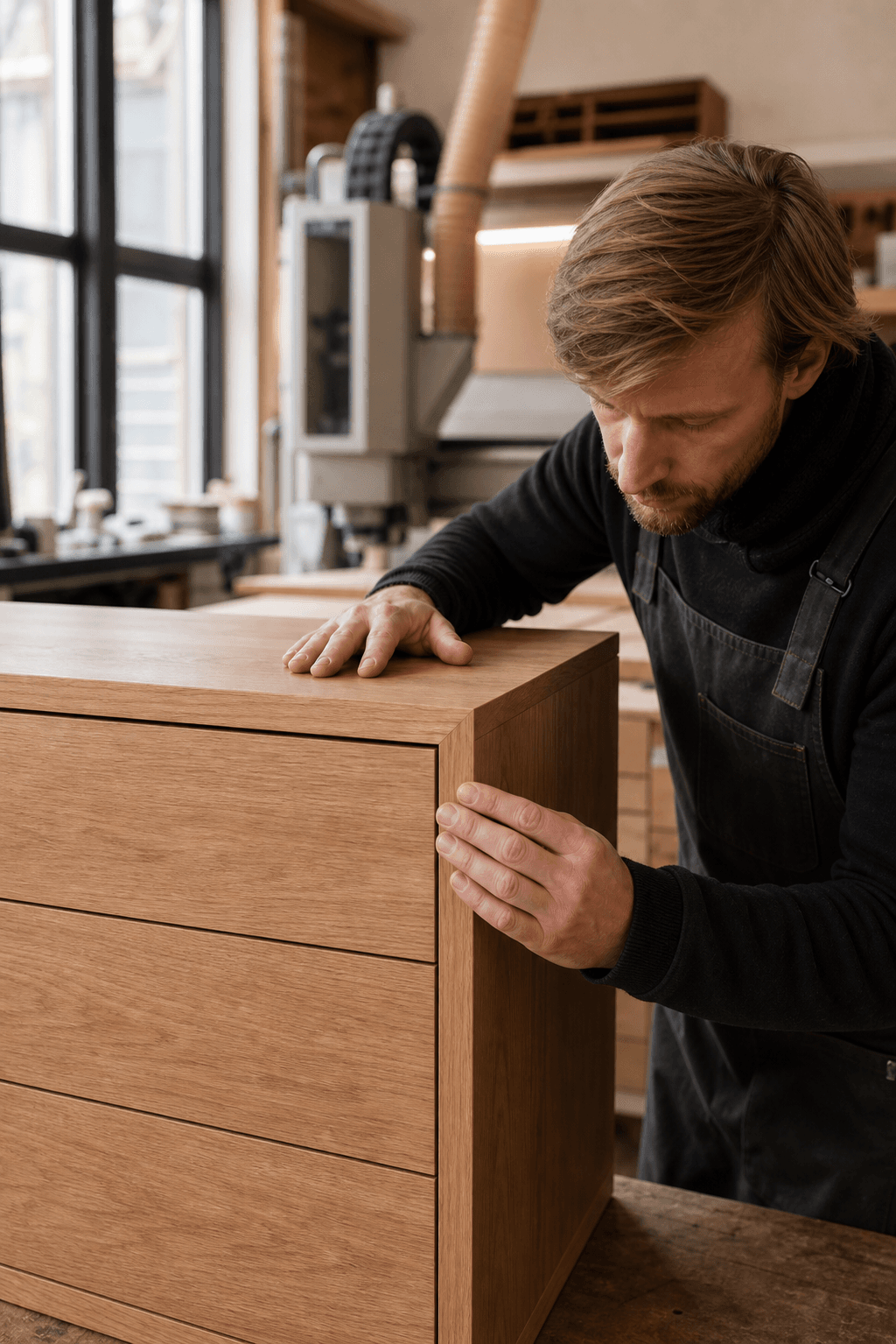 Håndverk og materialdetaljer i Modigmøbels verksted